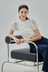 Evelynn Laced Sleeve Front Twist Top